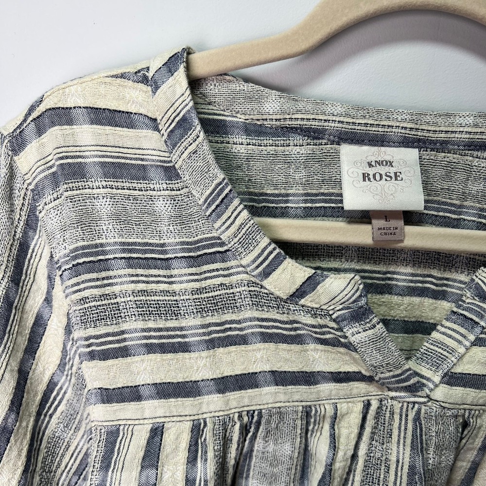 Knox Rose cotton striped boho ballon sleeved blouse size large